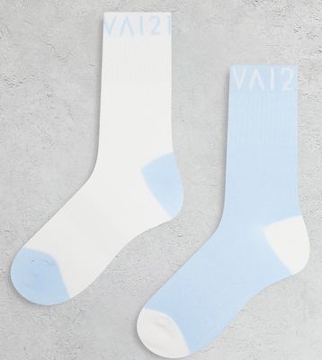 VAI21 2 pack tennis socks in blue and white