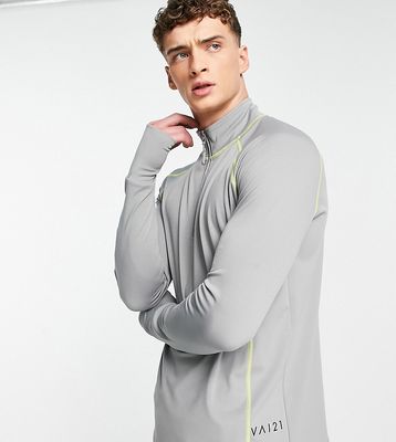 VAI21 half zip long sleeve top with thumb hole in gray and yellow - part of a set