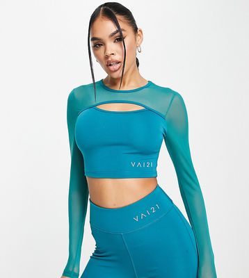VAI21 long sleeve cut out top in teal - part of a set-Green