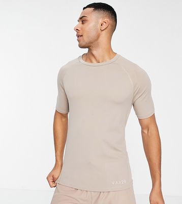 VAI21 muscle active t-shirt with contrast stitch in light brown - part of a set