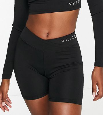 VAI21 V shape waist longer length shorts in black - part of a set-Gray