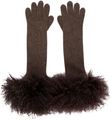 VAILLANT SSENSE Exclusive Brown Knit Faux-Fur Gloves