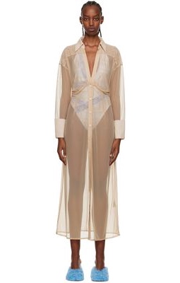 VAILLANT SSENSE Exclusive Tan Sheer Midi Dress