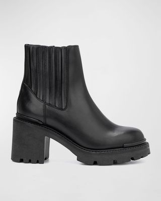 Vaira Pleated Leather Ankle Booties