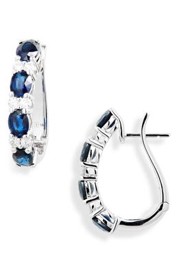 VALANI ATELIER Alternating Sapphire & Diamond Hoop Earrings in White Gold/Sapphire/Diamond