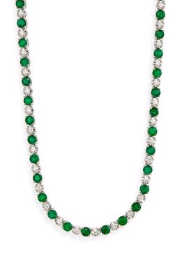 VALANI ATELIER Emerald & Diamond Eternity Necklace in White Gold/Emerald/Diamond