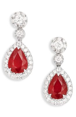 VALANI ATELIER Ruby & Pavé Diamond Drop Earrings in White Gold/Ruby/Diamond