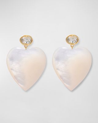 Valentina 24K Gold Plated Amethyst Mother-Of-Pearl Heart Drop Earrings