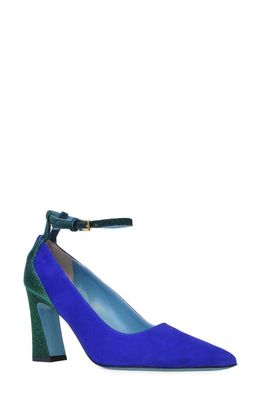 Valentina Rangoni Fosca Pointed Toe Pump in Blue Cash/Menta Nadia Glitter