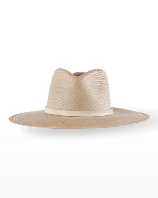 Valentine Wide-Brim Straw Fedora Hat