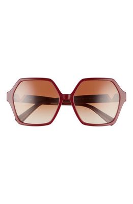 Valentino 58mm Gradient Angular Sunglasses in Bordeaux/Gradient Brown