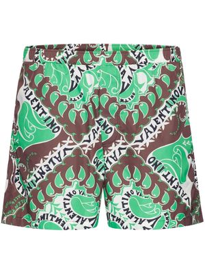 Valentino abstract-print swim shorts - Brown