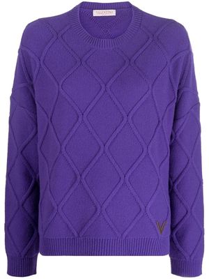 Valentino argyle-knit virgin wool jumper - Purple