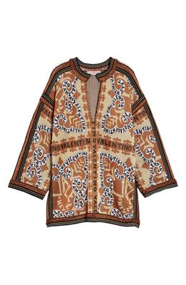 Valentino Bandana Print Oversize Sweater in Vaq Nero/arancio/oro