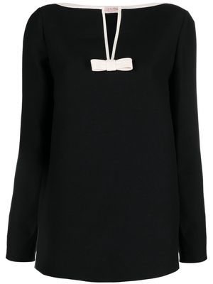 Valentino bow-detail wool-blend blouse - Black