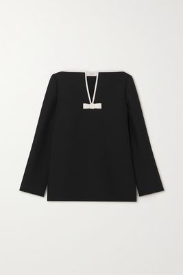 Valentino - Bow-detailed Wool And Silk-blend Blouse - Black
