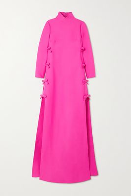 Valentino - Bow-detailed Wool And Silk-blend Crepe Gown - Pink