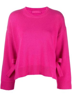 Valentino bow-embellished crew neck jumper - Pink