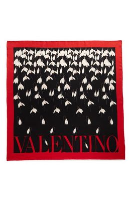 Valentino Bucaneve Print Silk Square Scarf in Nero