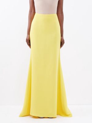 Valentino - Cady Couture Silk Fishtail Maxi Skirt - Womens - Yellow