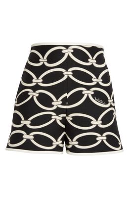 Valentino Chain 1967 Crepe Couture Wool Blend Shorts in Black/Ivory