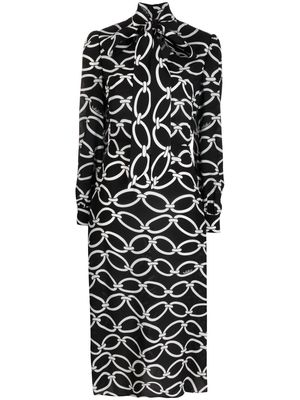 Valentino Chain 1967-print silk midi dress - Black
