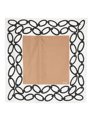 Valentino chain 1967 silk scarf - White
