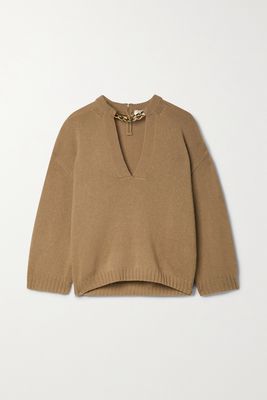 Valentino - Chain-embellished Cashmere Sweater - Brown