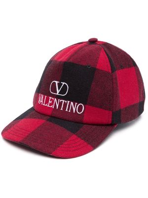 Valentino check-print virgin-wool cap - Red