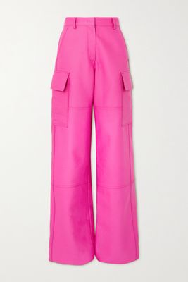 Valentino - Cotton, Wool And Silk-blend Wide-leg Pants - Pink