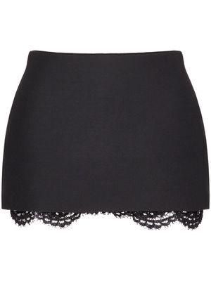 Valentino Crepe Couture lace trim skirt - Black