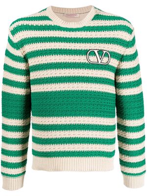 Valentino crochet-knit striped jumper - Green