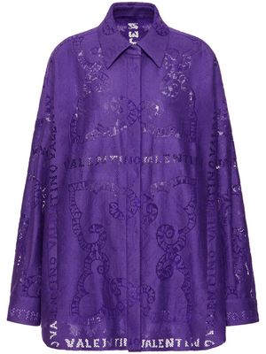 Valentino cut-out lace shirt minidress - Purple