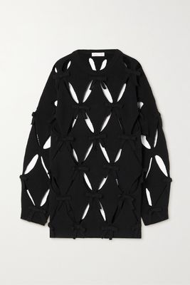 Valentino - Cutout Bow-detailed Wool Sweater - Black