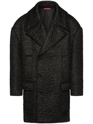 Valentino double-breasted bouclé wool coat - Black