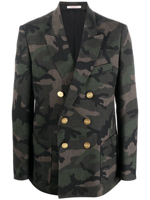 Valentino double-breasted camouflage blazer - Green