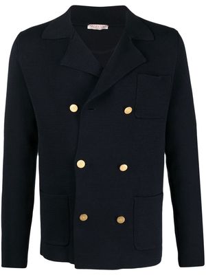 Valentino double-breasted cotton cardigan - Blue