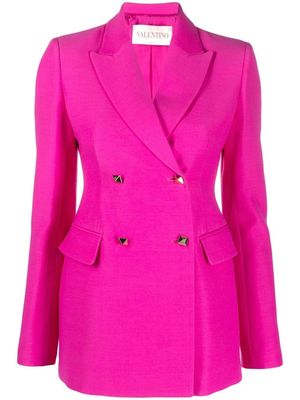 Valentino double-breasted silk blazer - Pink