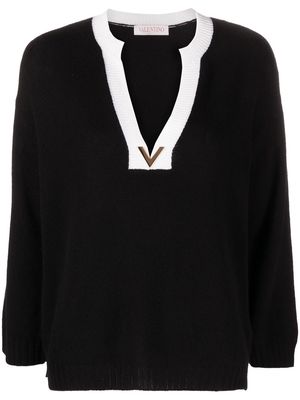 Valentino embellished-logo cashmere jumper - Black