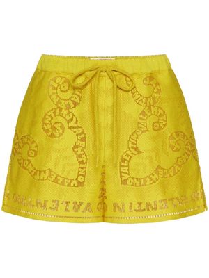 Valentino embroidered drawstring cotton shorts - Yellow