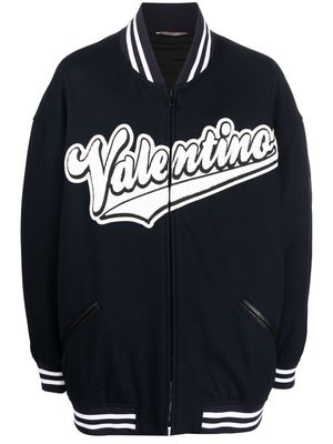 Valentino embroidered-logo bomber jacket - Blue