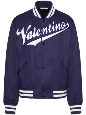 Valentino embroidered logo-patch bomber jacket - Blue