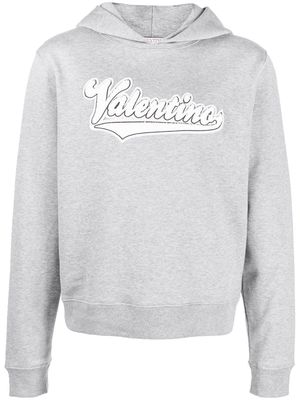 Valentino embroidered logo patch hoodie - Grey