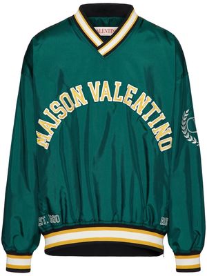 Valentino embroidered logo V-neck sweatshirt - Green