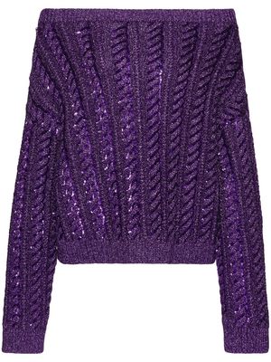 Valentino embroidered lurex jumper - Purple