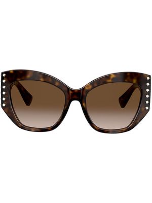 Valentino Eyewear embellished tortoiseshell effect cat eye sunglasses - Brown