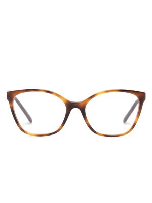 Valentino Eyewear VLogo-plaque tortoiseshell-effect glasses - Brown