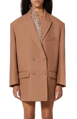 Valentino Feather Detail Boxy Jacket in Lc0-Light Camel
