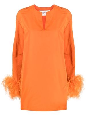 Valentino feather-trim minidress - Orange