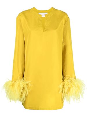Valentino feather-trim minidress - Yellow